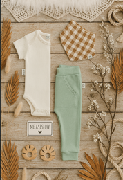 Calça Bebê/ Infantil Unissex Com Bolso Canguru - Malha Algodão Lisa | Menta