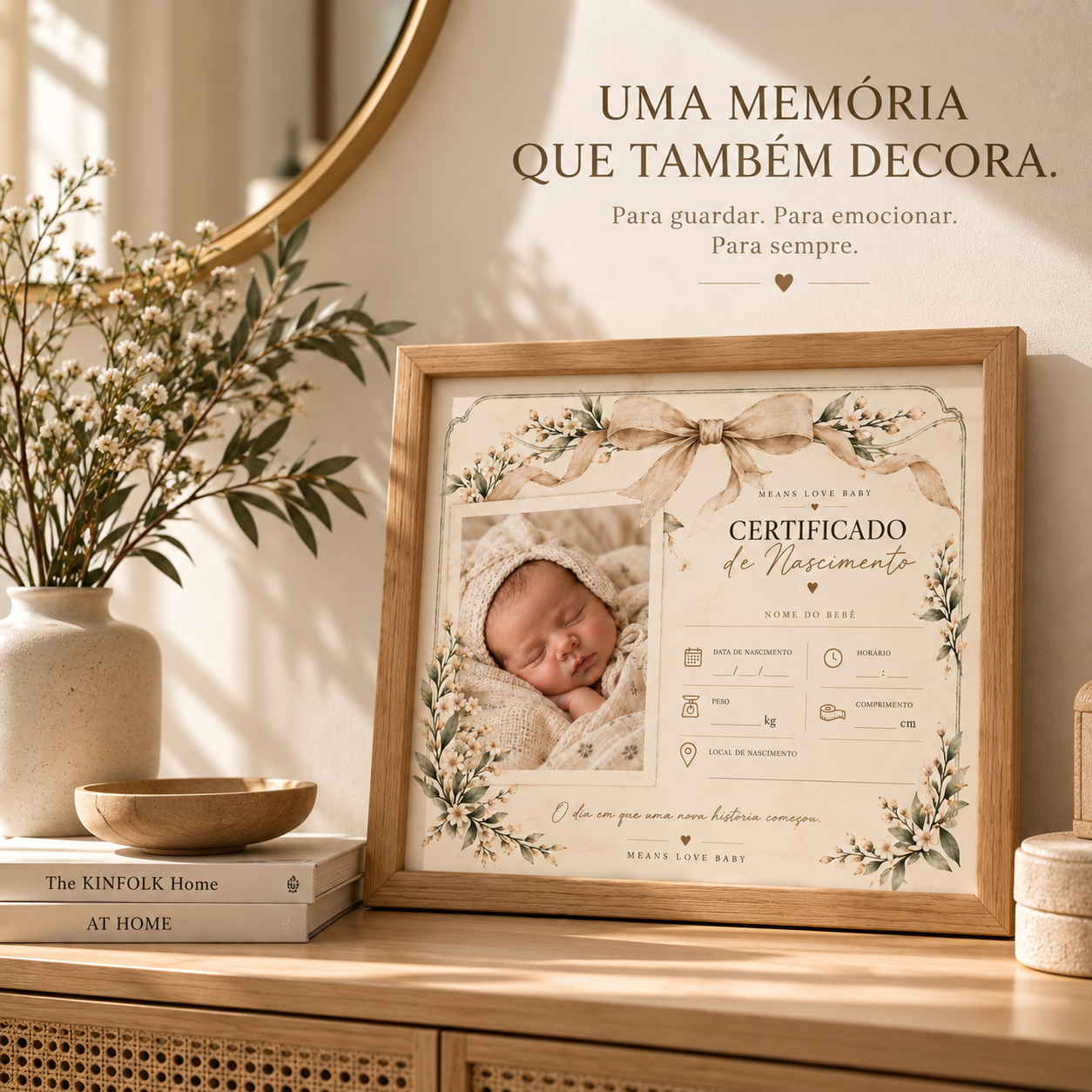 MEU PRIMEIRO REGISTRO — Certificado de Nascimento Editável no Canva