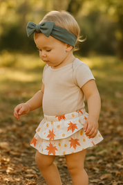 Short Saia Bebê/Infantil Com Camadas - Cotton Estampado - Folhas de Outono