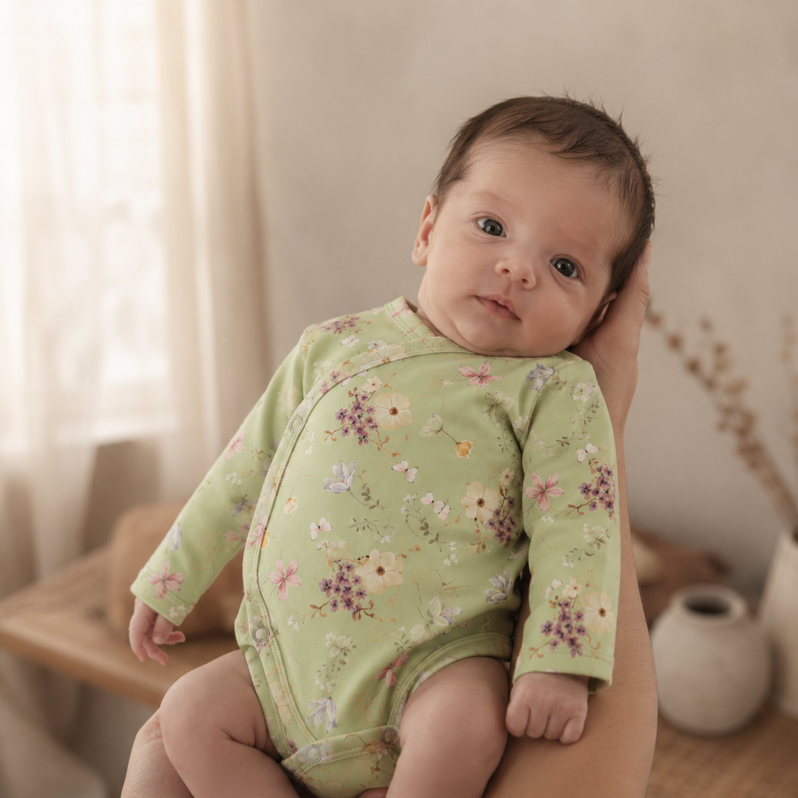 Body Kimono Recém-Nascido à 3 Meses - Cotton Adapt | Jardim De Primavera