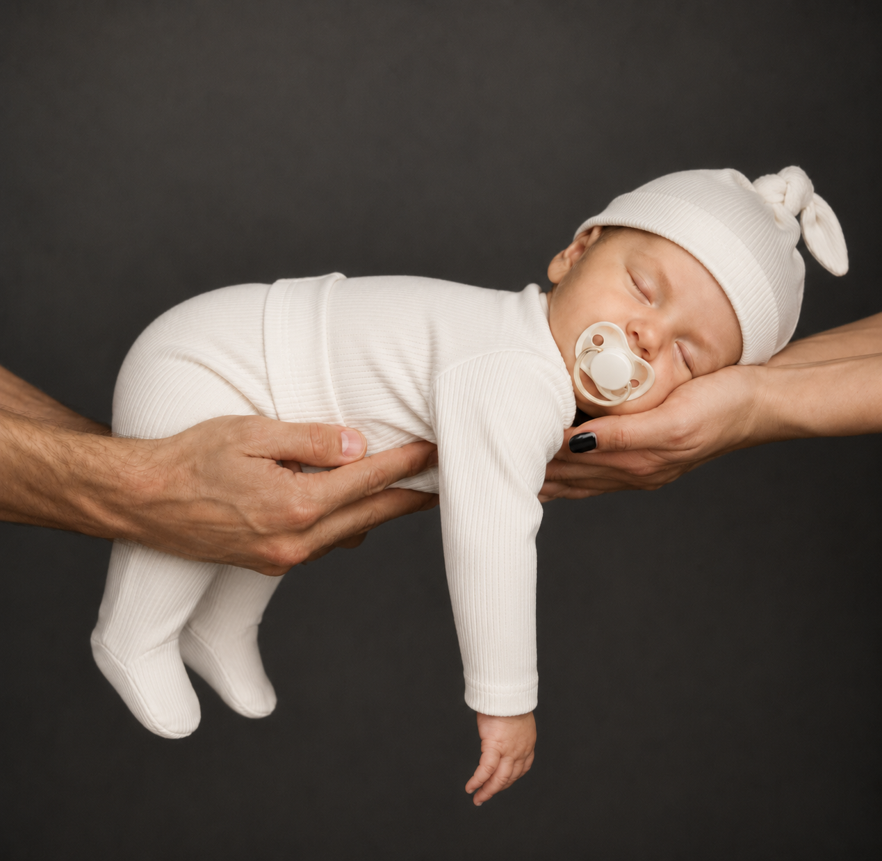 Kit Body Kimono + Calça com Pezinho – Recém-Nascido à 3 Meses | Algodão Canelado - Off White