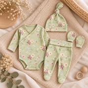Saída Maternidade Recém-Nascido 4 Peças - Cotton Adapt | Jardim de Primavera
