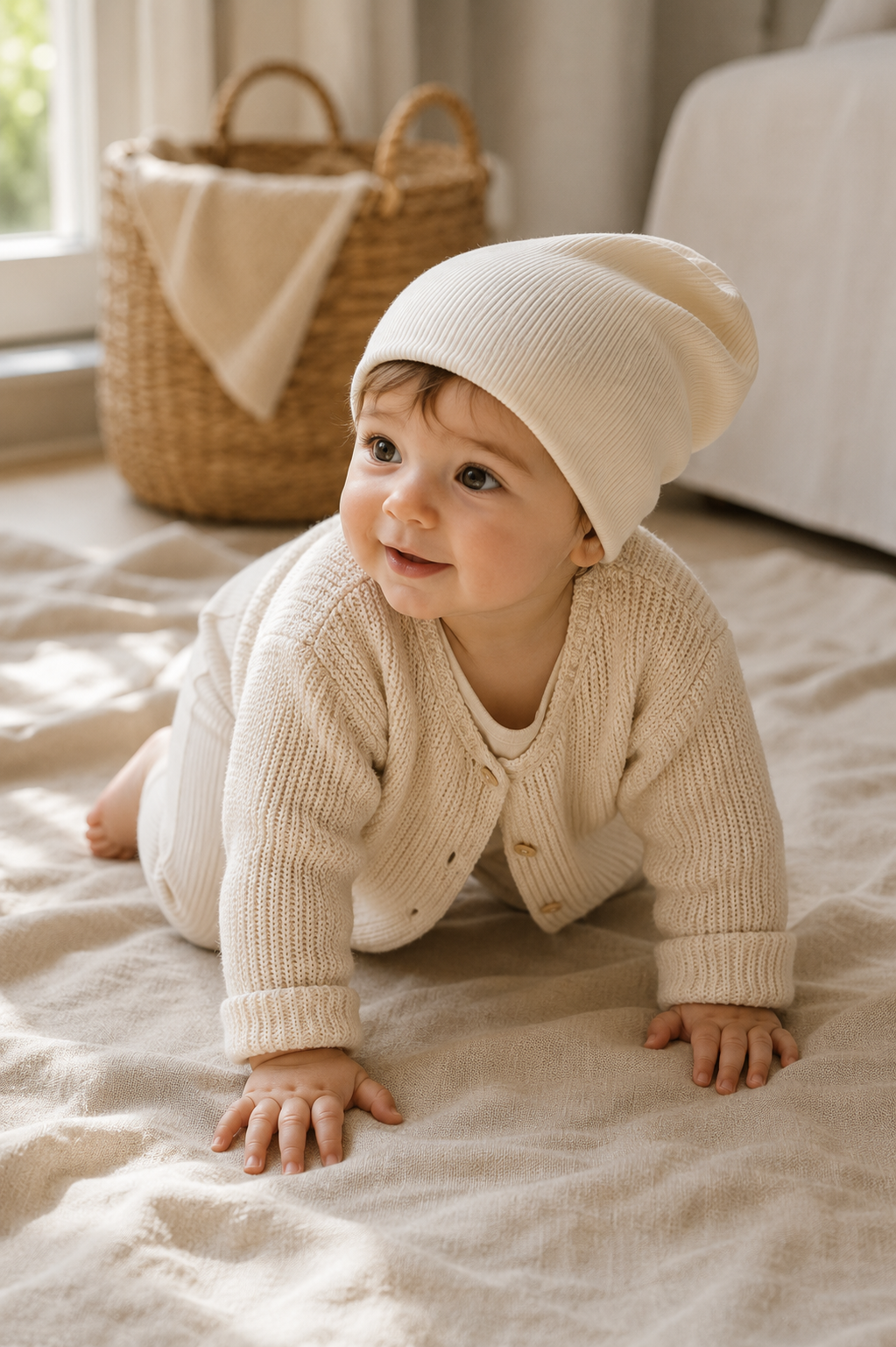 Touca Beanie Dobrável - Algodão Canelado | Branco
