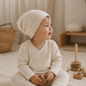 Touca Beanie Dobrável - Algodão Canelado | Off White