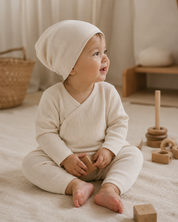 Touca Beanie Dobrável - Algodão Canelado | Off White