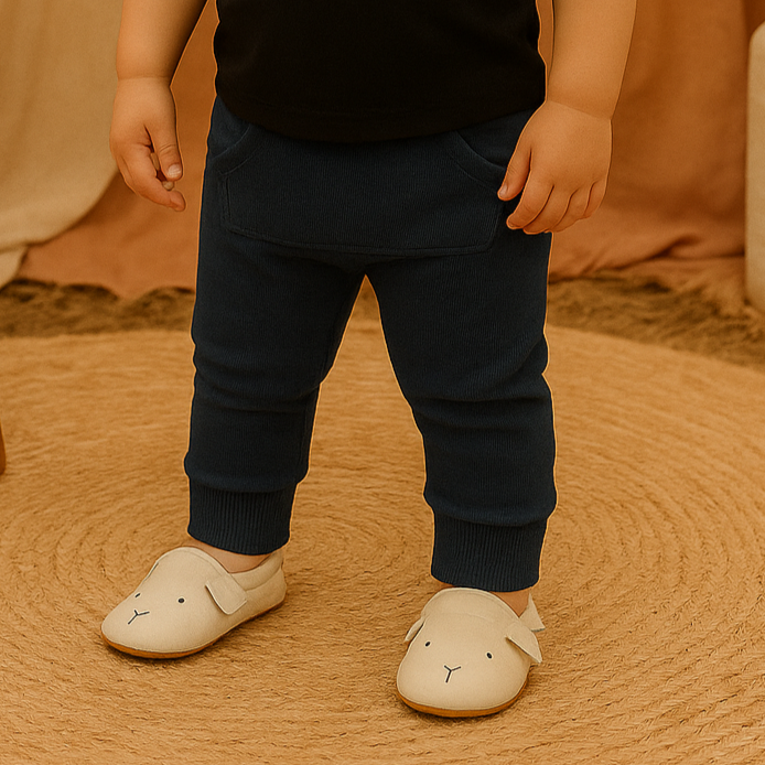 Calça Bebê e Infantil Bolsão Canguru Unissex – Canelado Premium Liso | Azul Marinho