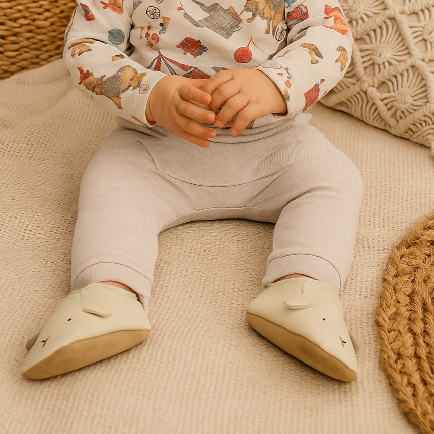 Calça Bebê e Infantil Bolsão Canguru Unissex – Canelado Premium Liso | Cinza Mescla Banana