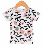 Blusa Infantil Manga Curta Menina- Algodão Stretch Estampado | Floral Vintage
