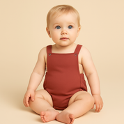 Salopete/Romper Bebê/Infantil Unissex [Algodão - Liso] - Terracota