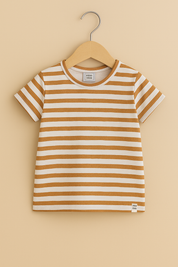 Camiseta Bebê/Infantil Manga Curta Unissex - Algodão Premium Estampa Exclusiva| Listras Amarelas