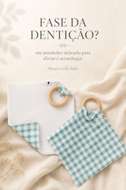 Mordedor de Madeira Natural com Paninho de Boca Atoalhado | Vichy Verde Água