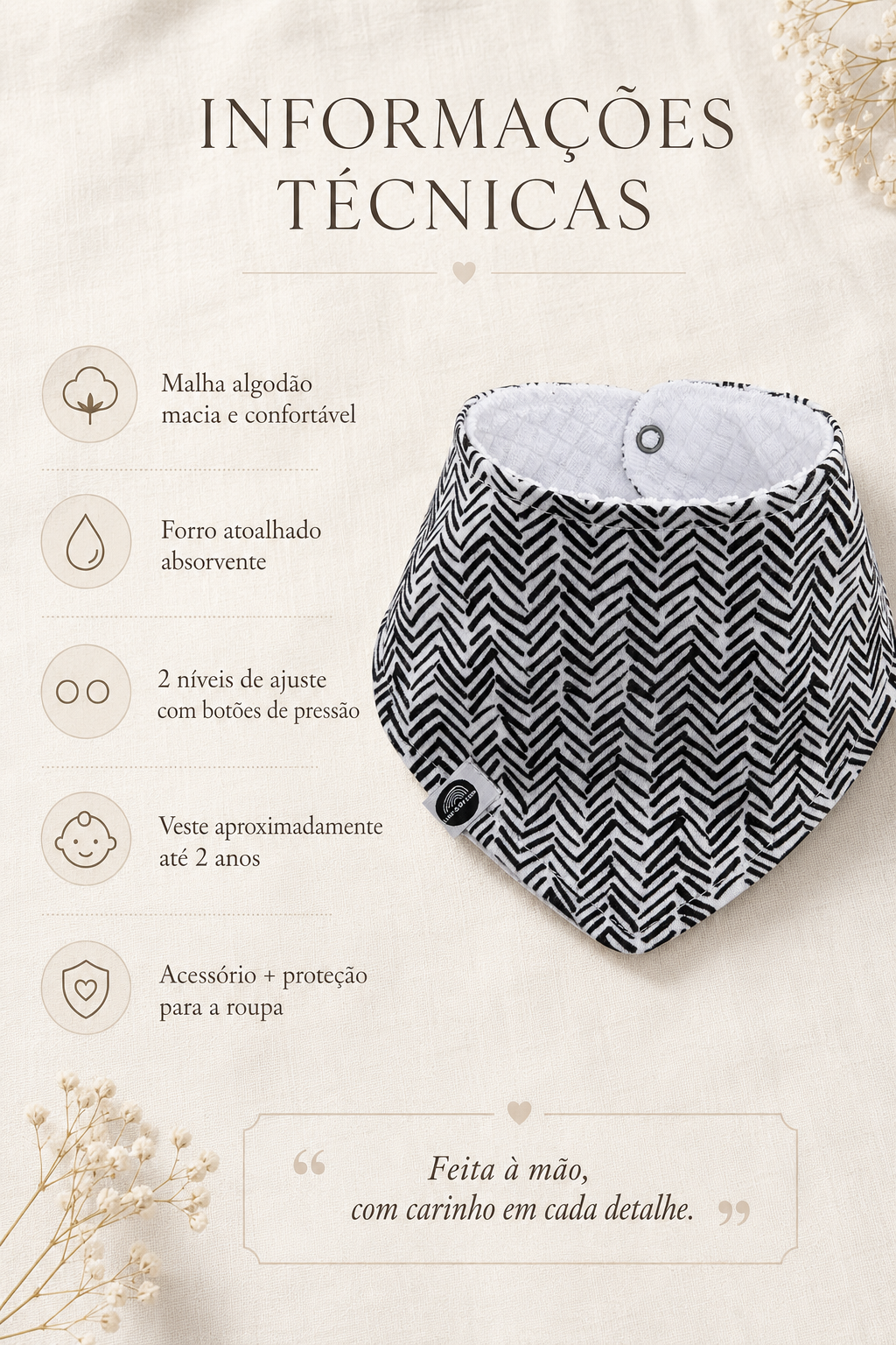 Bandana Babador - Malha Algodão | Geométrica Minimalista