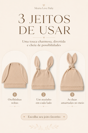 Touca Bebê Orelhinhas Regulável - Algodão Canelado | Off White