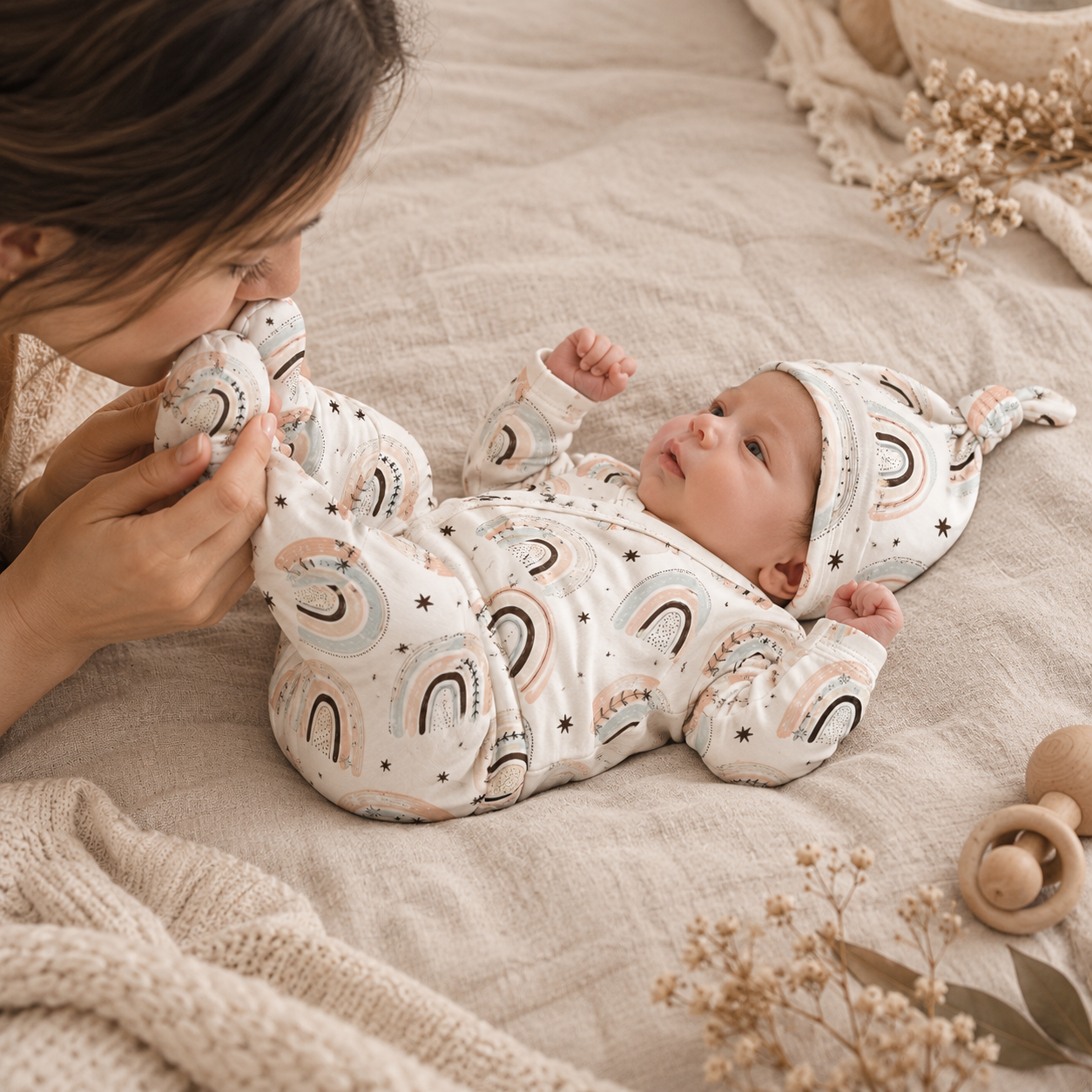 Saída Maternidade Recém-Nascido 4 Peças - Cotton Adapt | Baby Rainbow