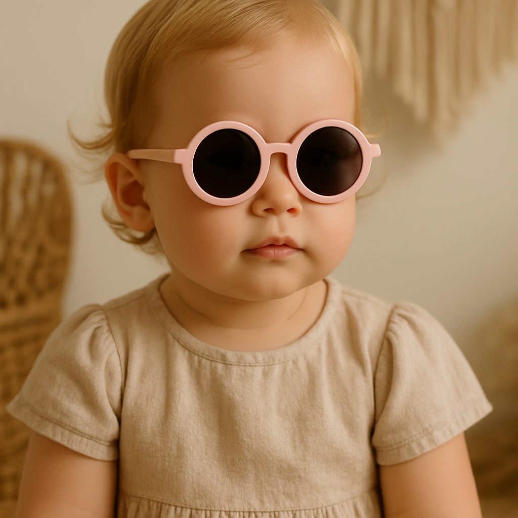 Óculos de Sol Infantil Redondo Menina | Rosa Claro