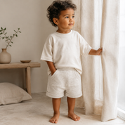 Bermuda Bebê/Infantil Menino - Malha PA | Cinza Mescla Banana