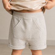 Bermuda Bebê/Infantil Menino - Malha PA | Cinza Mescla Banana