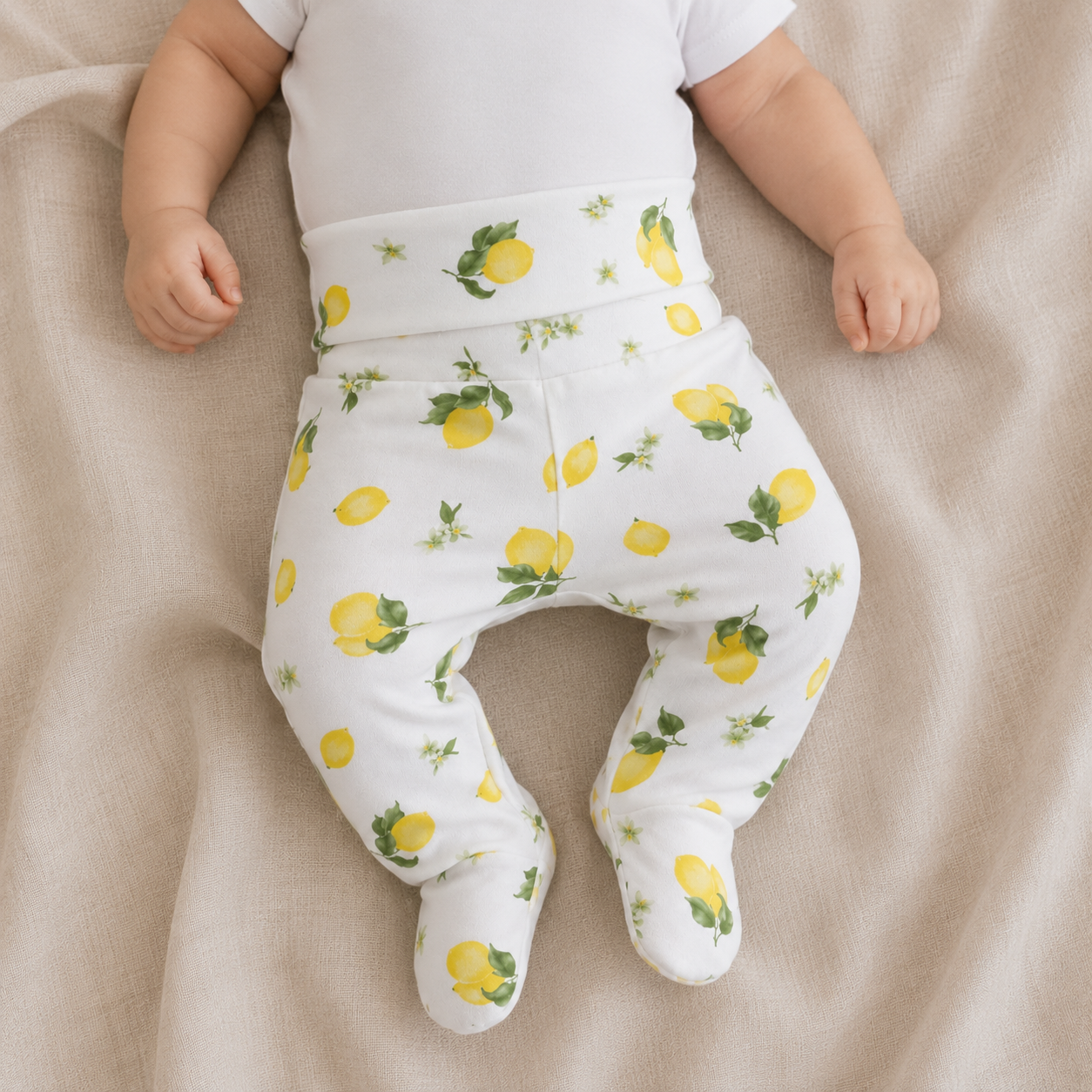 Calça Recém-Nascido à 3 meses com Pezinho – Cotton Adapt | Lemons