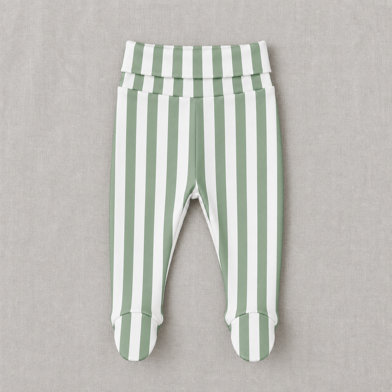 Calça Recém-Nascido à 3 meses com Pezinho – Cotton Adapt | Listrado Retro Salvia