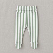 Calça Recém-Nascido à 3 meses com Pezinho – Cotton Adapt | Listrado Retro Salvia