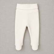 Calça Recém-Nascido à 3 meses com Pezinho – Algodão Canelado | Off White