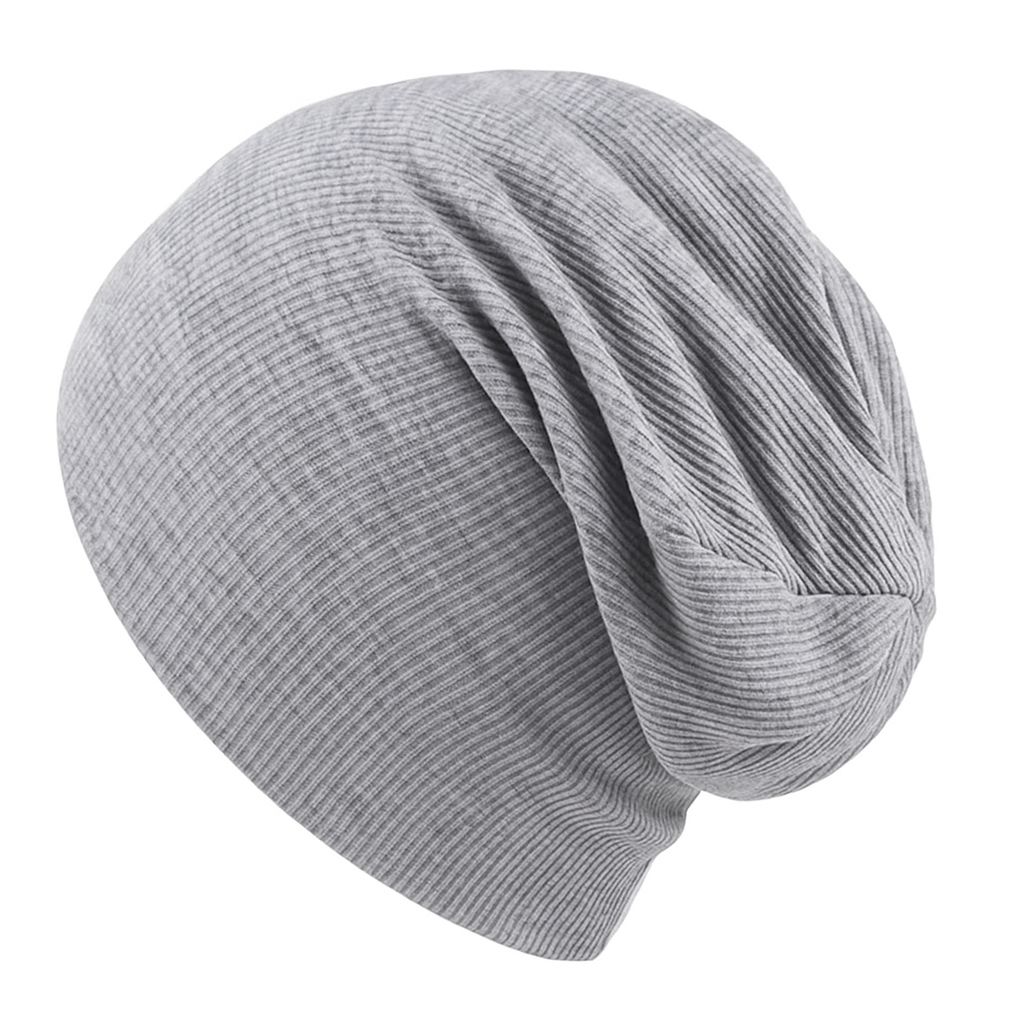 Touca Gorro Bebê/Infantil Estilo Beanie Adaptável - Canelado Premium | Cinza Mescla Banana