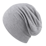 Touca Gorro Bebê/Infantil Estilo Beanie Adaptável - Canelado Premium | Cinza Mescla Banana