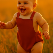 Salopete/Romper Bebê e Infantil Unissex – Algodão Premium Liso | Terracota