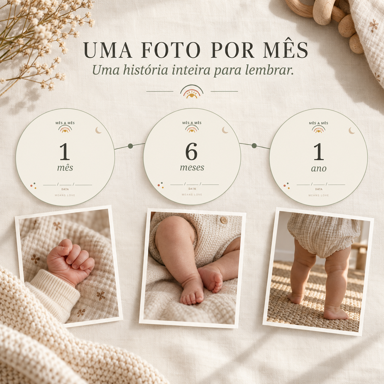 Kit Cartões de Marcos do Bebê — 30 Cartões para Imprimir | Primeiro Ano Completo