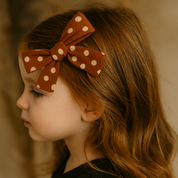 Presilha de Cabelo Infantil - Algodão Premium Estampa Exclusiva | Caramelo Poá