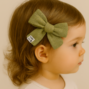 Presilha de Cabelo Infantil - Algodão Stretch Liso | Oliva Natural