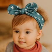 Laço de Cabelo Infantil Regulável - Algodão Premium Estampa Exclusiva | Azul Cruzetas