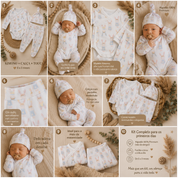 Kit: Body Kimono + Calça de Pezinho - Recém-Nascido à 3 Meses - Malha Algodão | Angela Doll