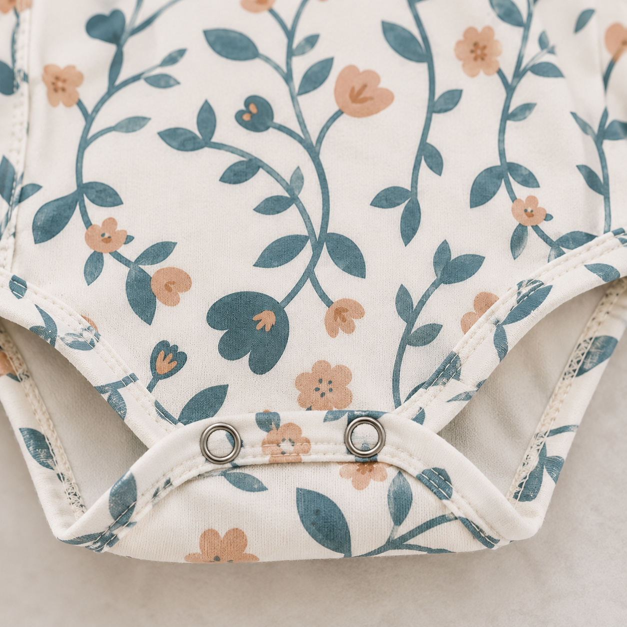 Kit: Body Kimono + Calça de Pezinho - Recém-Nascido à 3 Meses - Cotton Adapt | Floral Vintage Tons de Azul