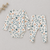 Mini Enxoval Completo 5 peças - Cotton Adapt | Floral Vintage Tons de Azul