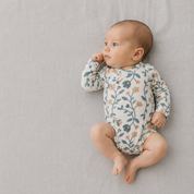 Body Kimono Recém-Nascido à 3 Meses - Cotton Adapt | Floral Vintage Tons de Azul