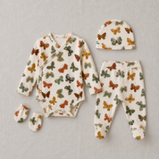 Saída Maternidade Recém-Nascido 4 Peças - Cotton Adapt | Butterflies