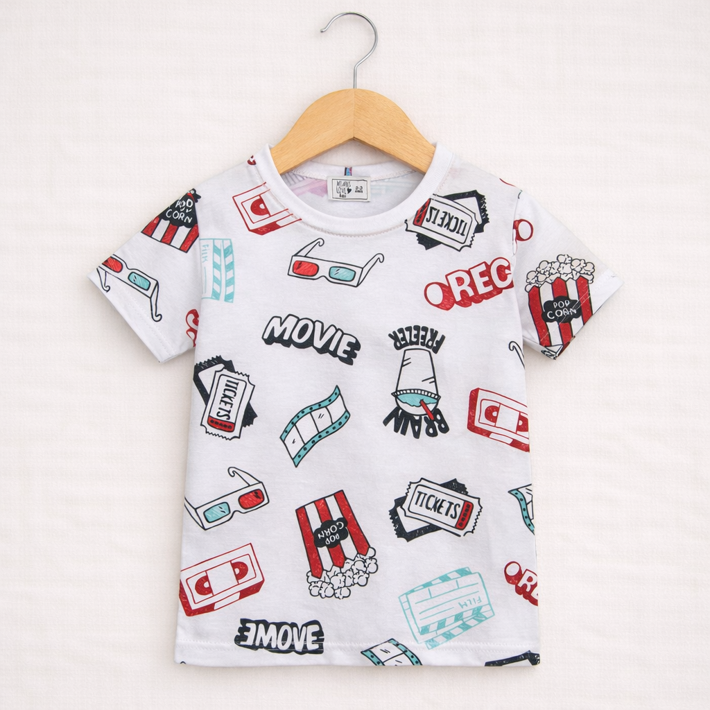 Camiseta Bebê e Infantil Manga Curta Unissex - Meia Malha 100% Algodão Premium Estampada | Cinema Pop