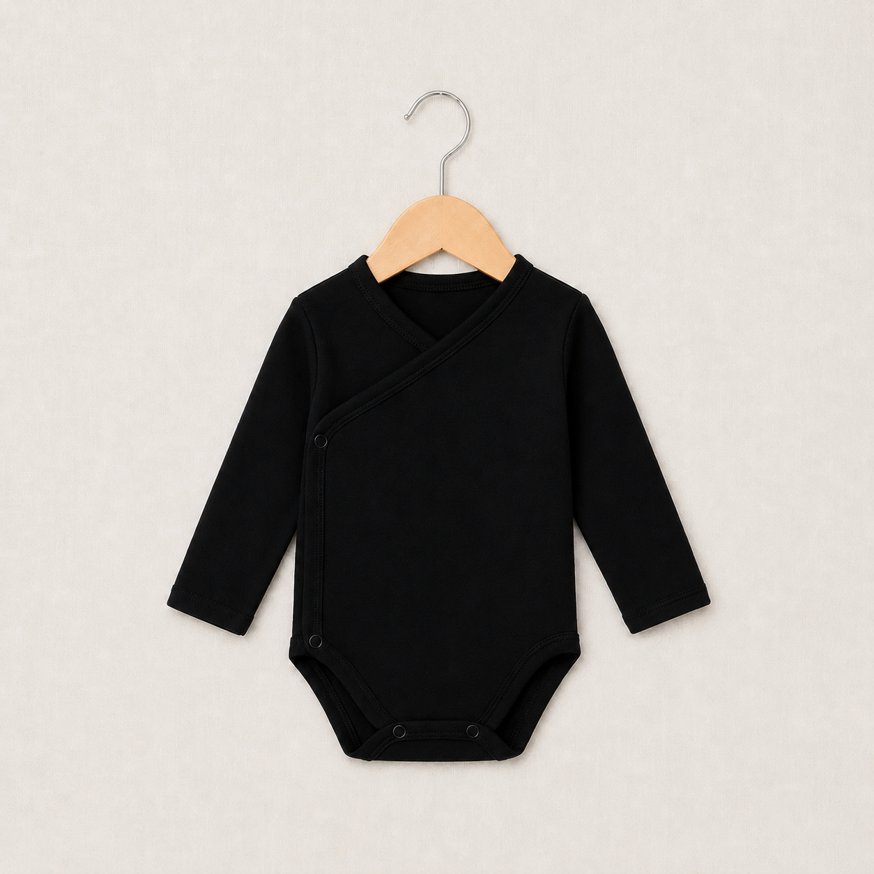 Body Kimono Bebê Recém-Nascido à 3 Meses - Algodão Premium | Preto