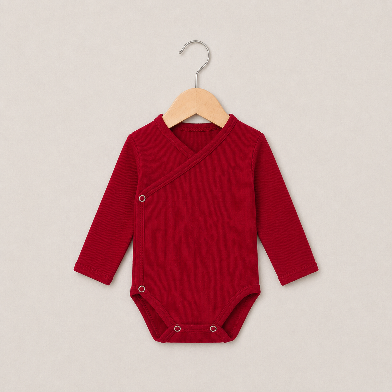 Body Kimono Recém-Nascido à 3 Meses  - Algodão Canelado | Tomate
