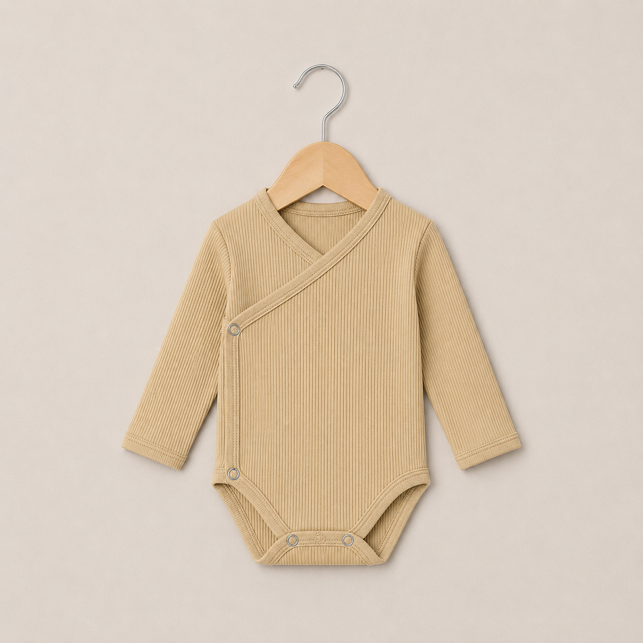 Kit: Body Kimono + Calça de Pezinho - Recém-Nascido à 3 Meses - Algodão Canelado | Areia