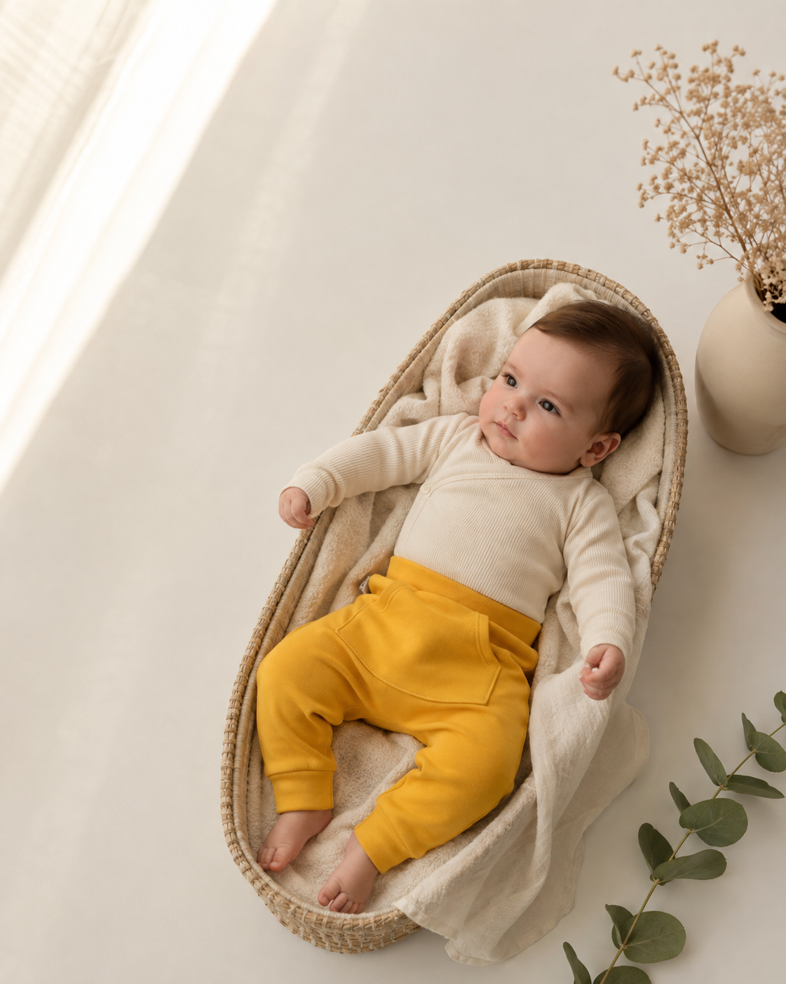 Calça Bolsão Canguru - Algodão Premium | Amarela