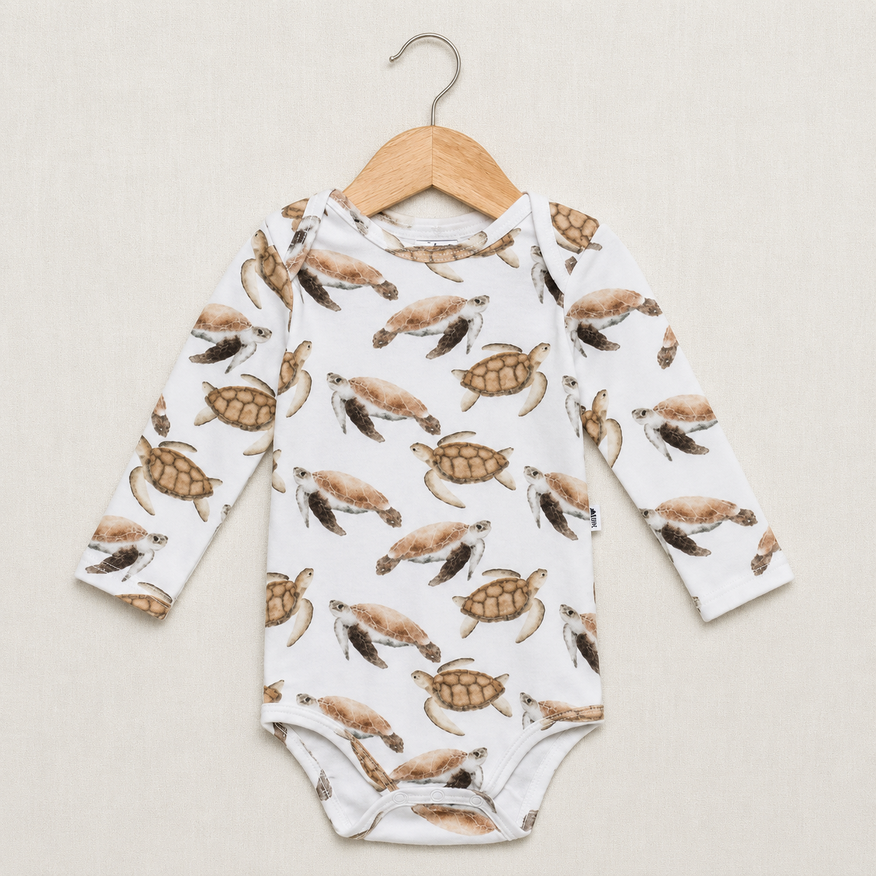 Body Manga Longa - Algodão Premium | Tartarugas Aquareladas