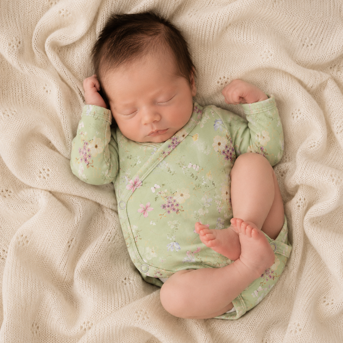 Body Kimono Recém-Nascido à 3 Meses - Cotton Adapt | Jardim De Primavera