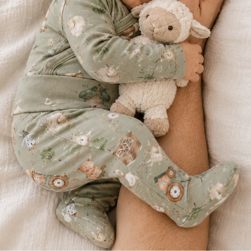 Calça Recém-Nascido à 3 meses com Pezinho – Cotton Adapt | Farm Days Sage