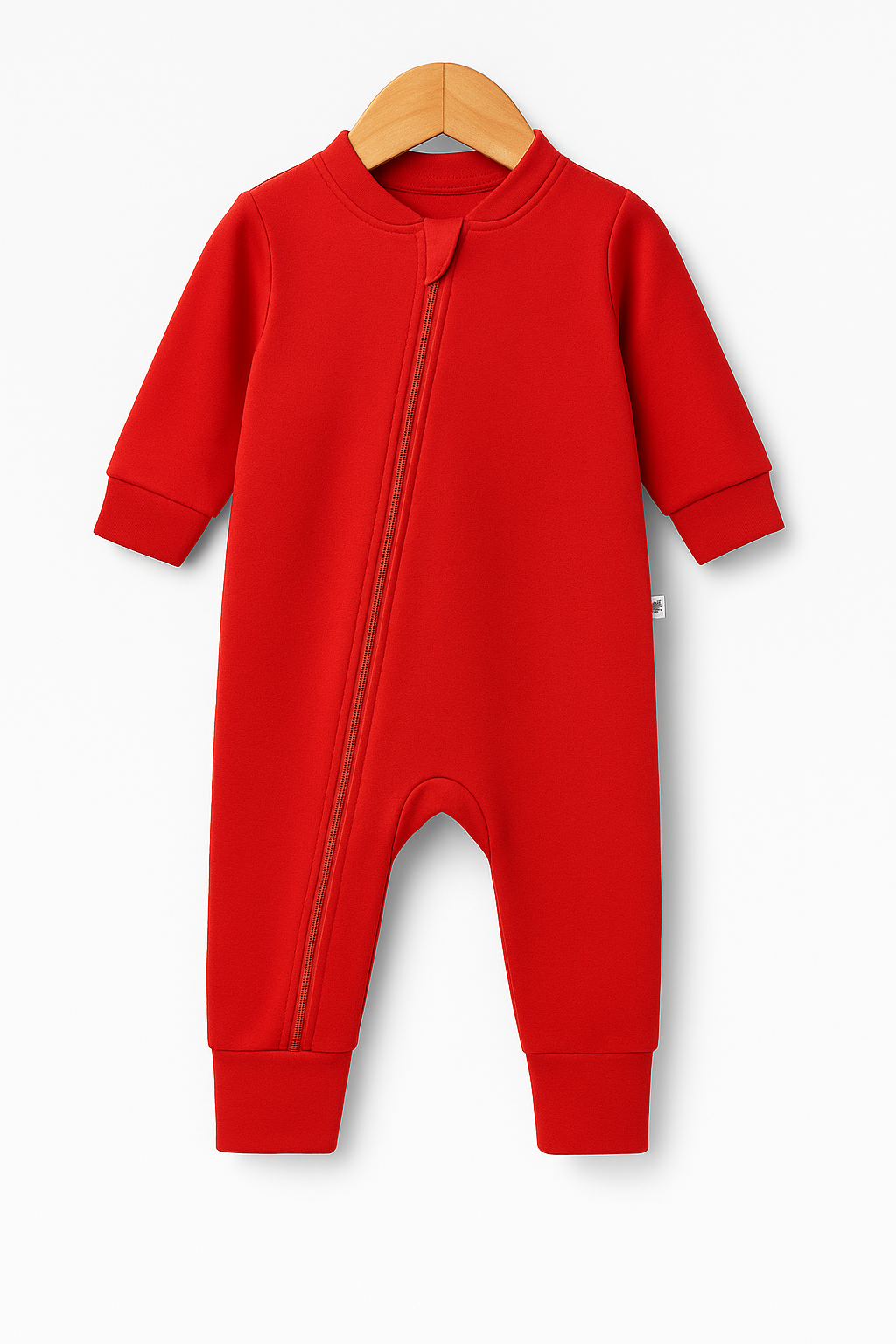 Macacão Bebê Com Zíper Frontal Unissex - Algodão Stretch Liso | Vermelho