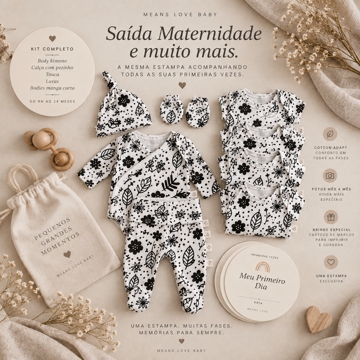 Kit Memórias Primeiro Ano - Cotton Adapt | Sketch