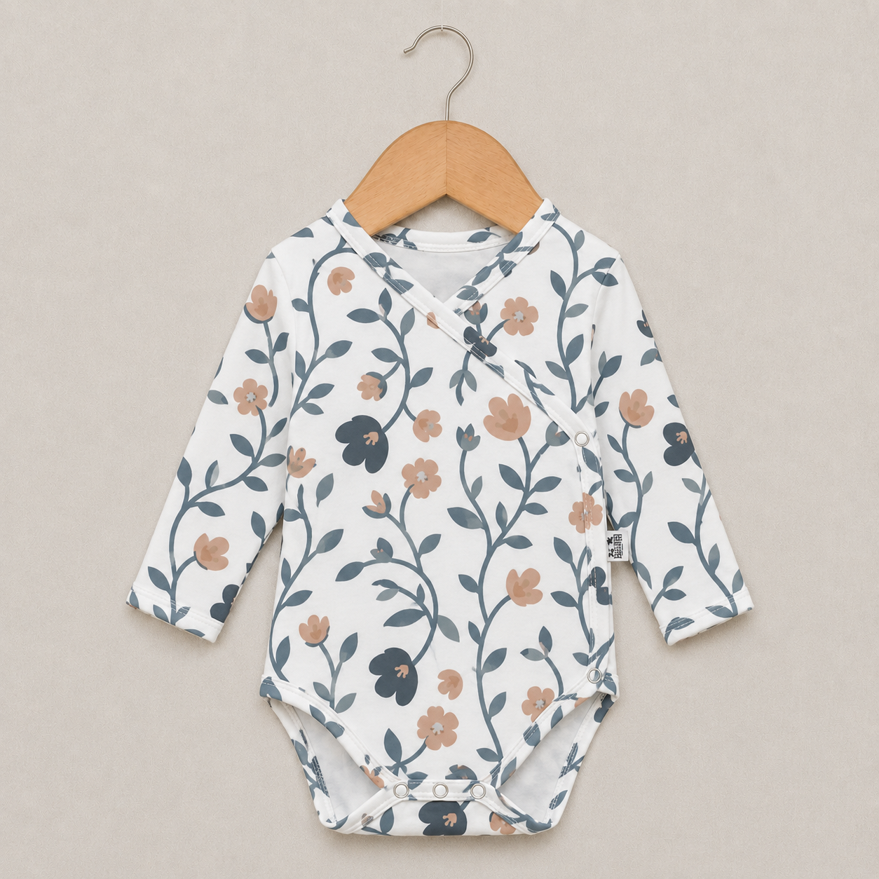 Body Kimono Recém-Nascido à 3 Meses - Cotton Adapt | Floral Vintage Tons de Azul