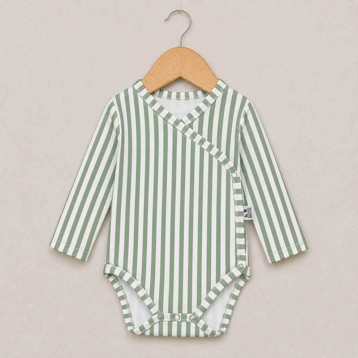 Body Kimono Recém-Nascido à 3 Meses - Cotton Adapt | Listrado Retro Salvia