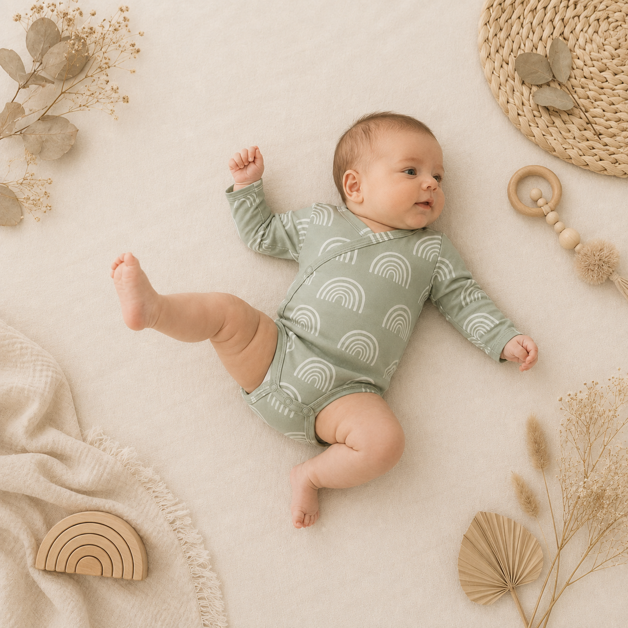Saída Maternidade Recém-Nascido 4 Peças - Cotton Adapt | Nordic Rainbow